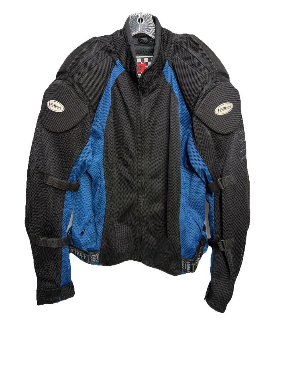 FIRST RACING PADDED MOTORCYCLE Jacket Blue Black XL